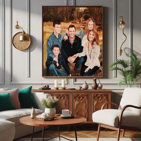 family painting as living room wall decor, painting for living room, living room wall art