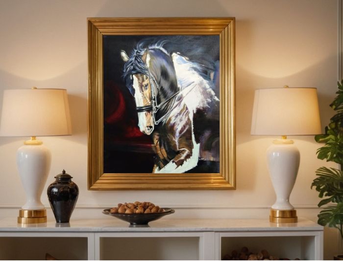 pet portrait as living room wall art decor, living room painting, living room wall art, pet portrait