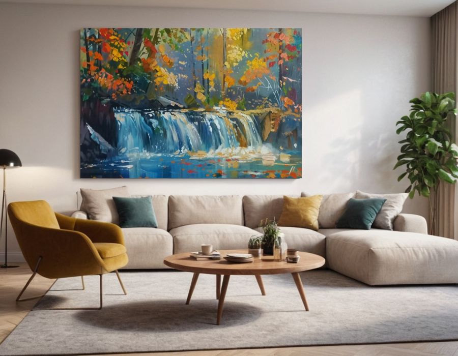 nature painting living room wall art, nature painting living room decor, living room wall decor