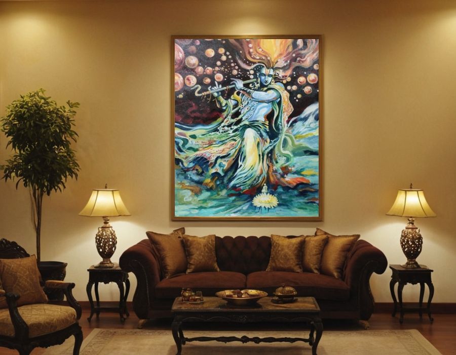krishna painting modern art living room wall art, krishna painting modern art, living room painting 