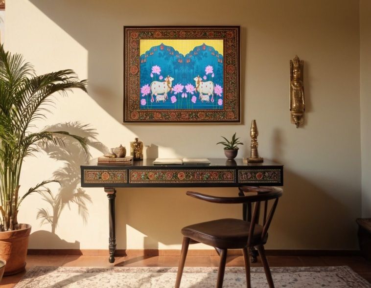 pichwai painting living room wall art, pichwai painting living room, living room wall decor pichwai 