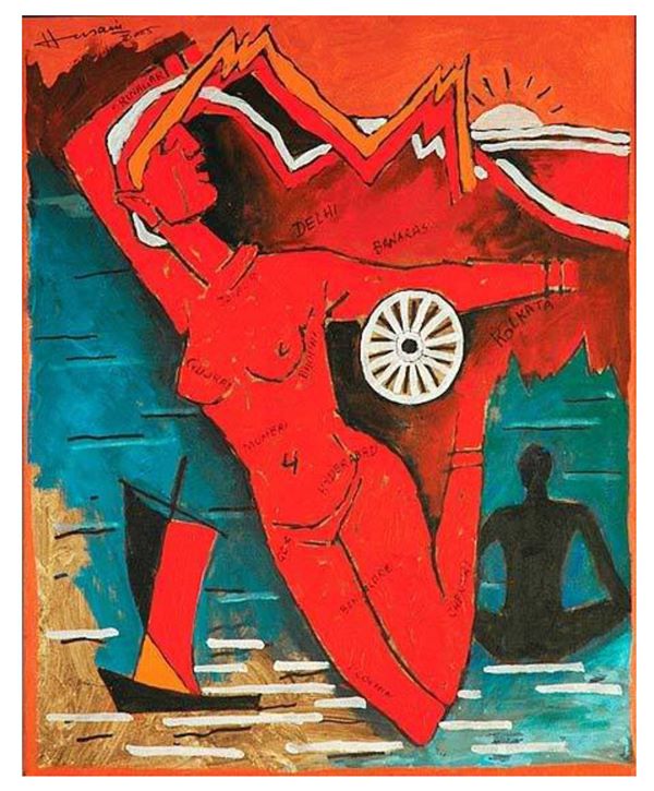 Bharat Mata by M.F Husain 2005, acrylic painting on canvas