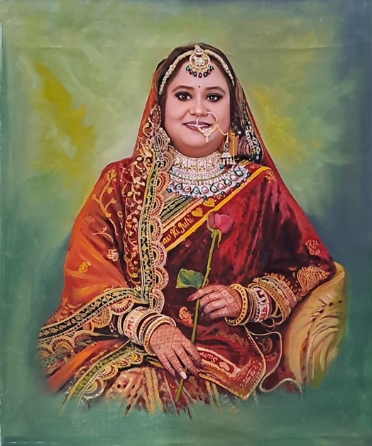 wedding painting gift, bridal painting, painting of bride, oil painting gift, canvas painting