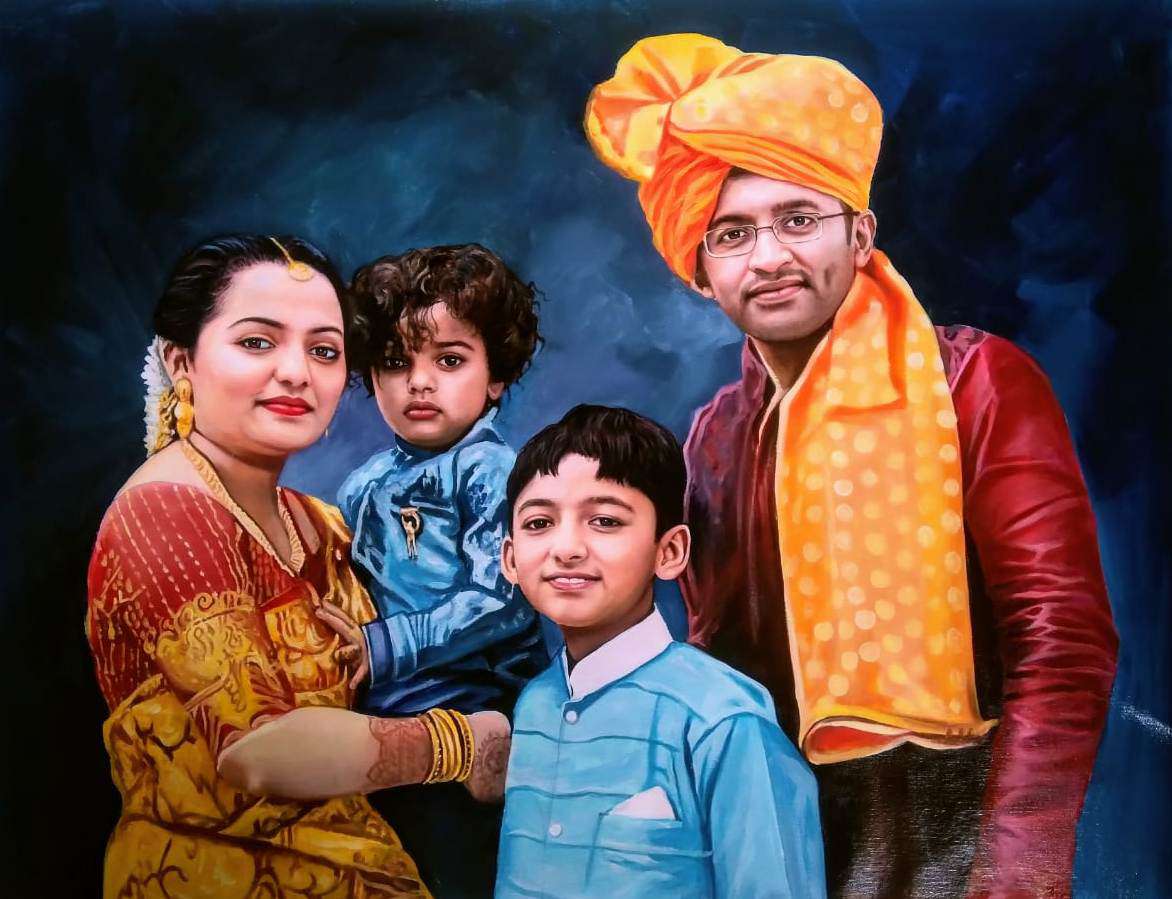 family oil painting portrait