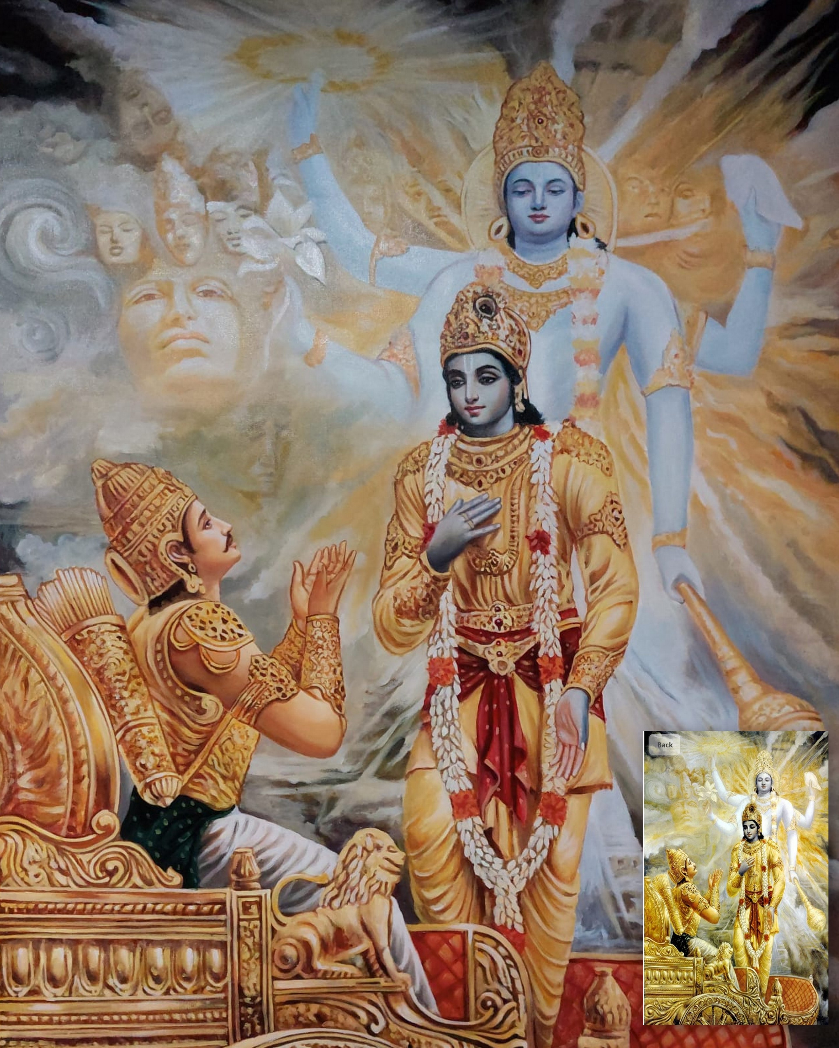 Krishna reveals his Vishwaroop to Arjun Painting, Painting of Mahabharata, Krishna Painting, 