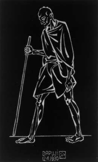 linocut bapuji gandhi by nandalal bose