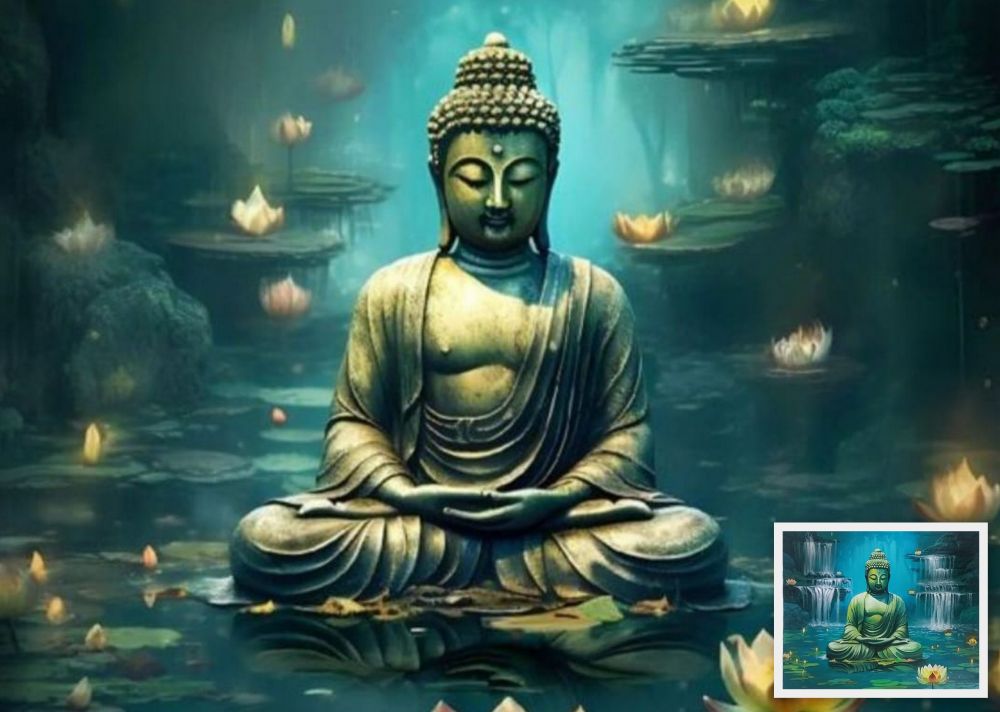 Buddha wall art, Buddha painting, Buddha with lotus painting