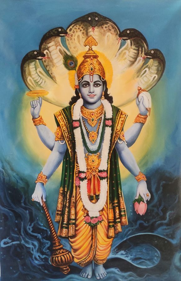 painting of Lord Vishnu, Lord Vishnu painting, Vishnu painting, pooja room decor 