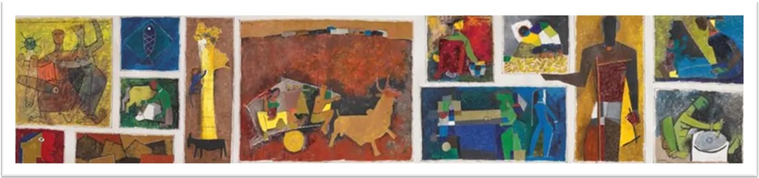 gram yatra by MF Hussain, canvas painting, most expensive painting by Indian artist, MF Husain art