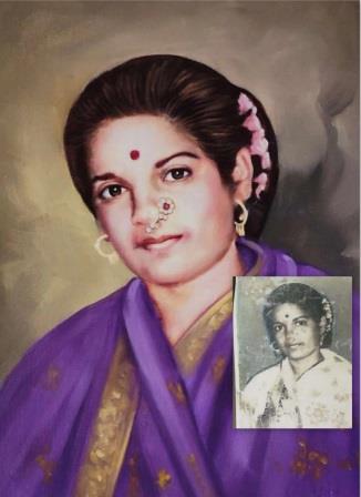 portrait painting of lady in saree, old photo to painting, painting from old photo, canvas painting