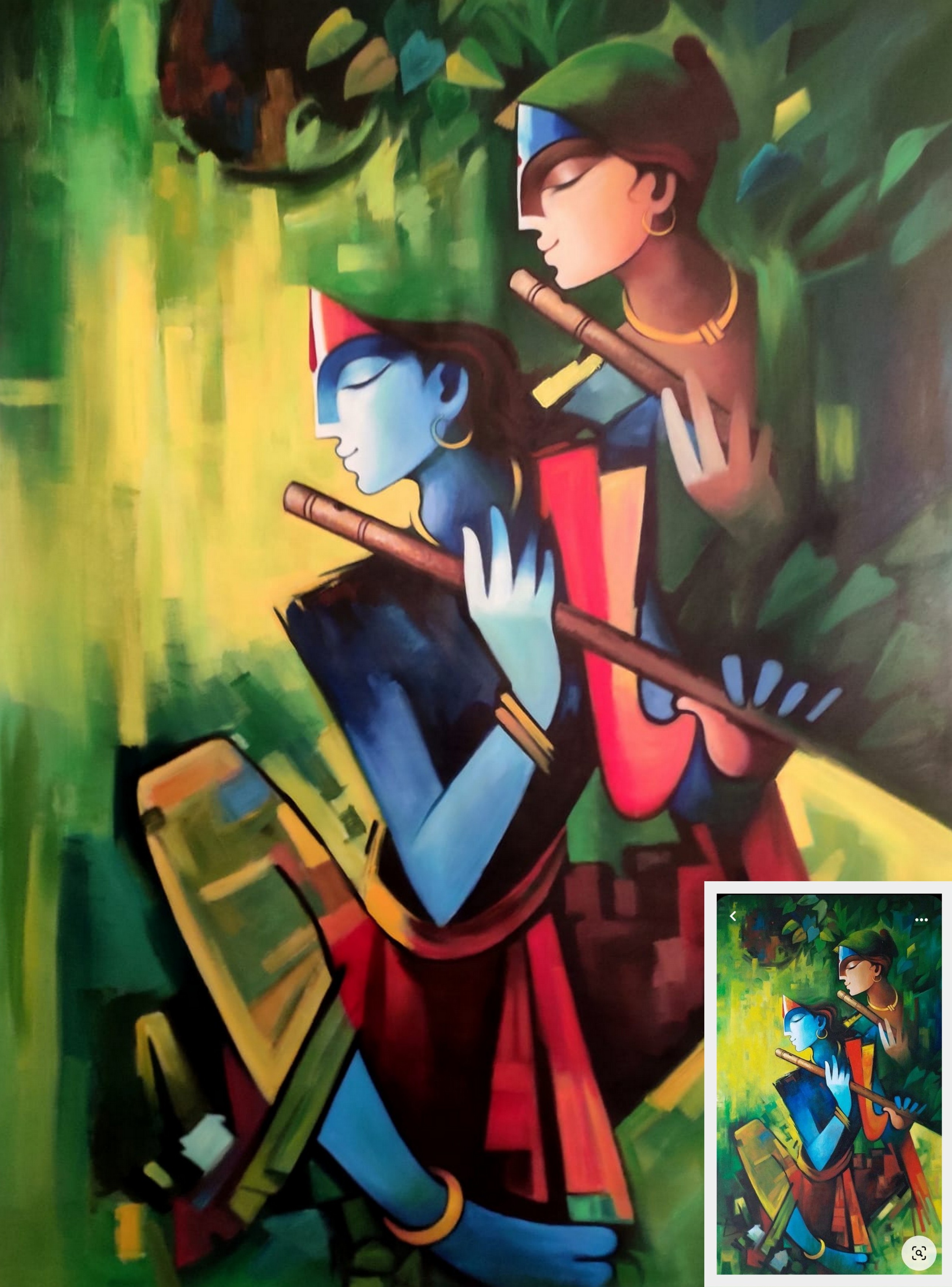 Modern art Radha Krishna Painting, Radha Krishna, oil painting, Krishna Modern Art