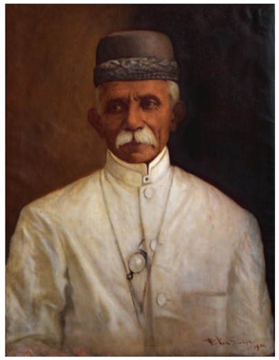 oil portrait painting of machersha palonjee by mumbai portrait painter rustom siodia,
