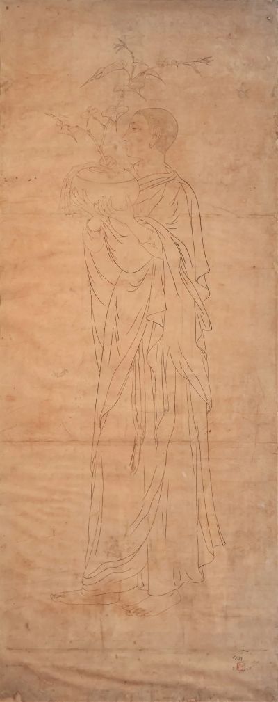 sanghamitra carrying the sapling by nandalal bose