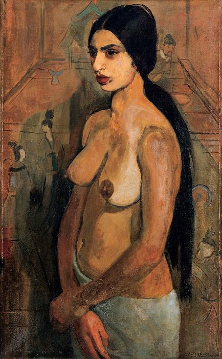 Self-Portrait As A Tahitian oil painting on canvas by Amrita Sher-Gil 1934, modernist art