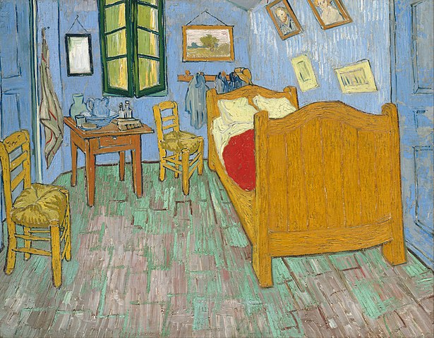 The bedroom in Arles Vincent van Gogh, wikipedia commons, paintphotographs