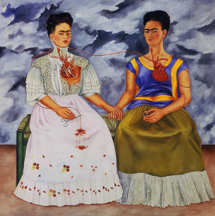 The Two Fridas oil on canvas by Frida Kahlo 1939, Frida Kahlo art, Mexican art