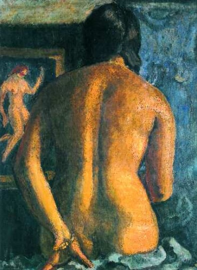 Torso canvas painting by Amrita Sher-Gil 1931, Amrita Sher-Gil painting, Womans Back
