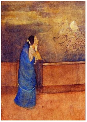 Viraha water color wash painting by Sunayani Devi